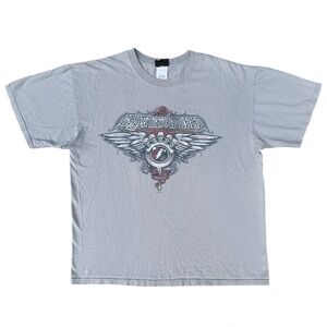 Rare Vintage Liquid Blue Grateful Dead Gray Graphic Short Sleeve T-shirt